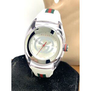 GUCCI Women's Watch SYNC YA137302 Swiss Quartz White Rubber Band 36mm